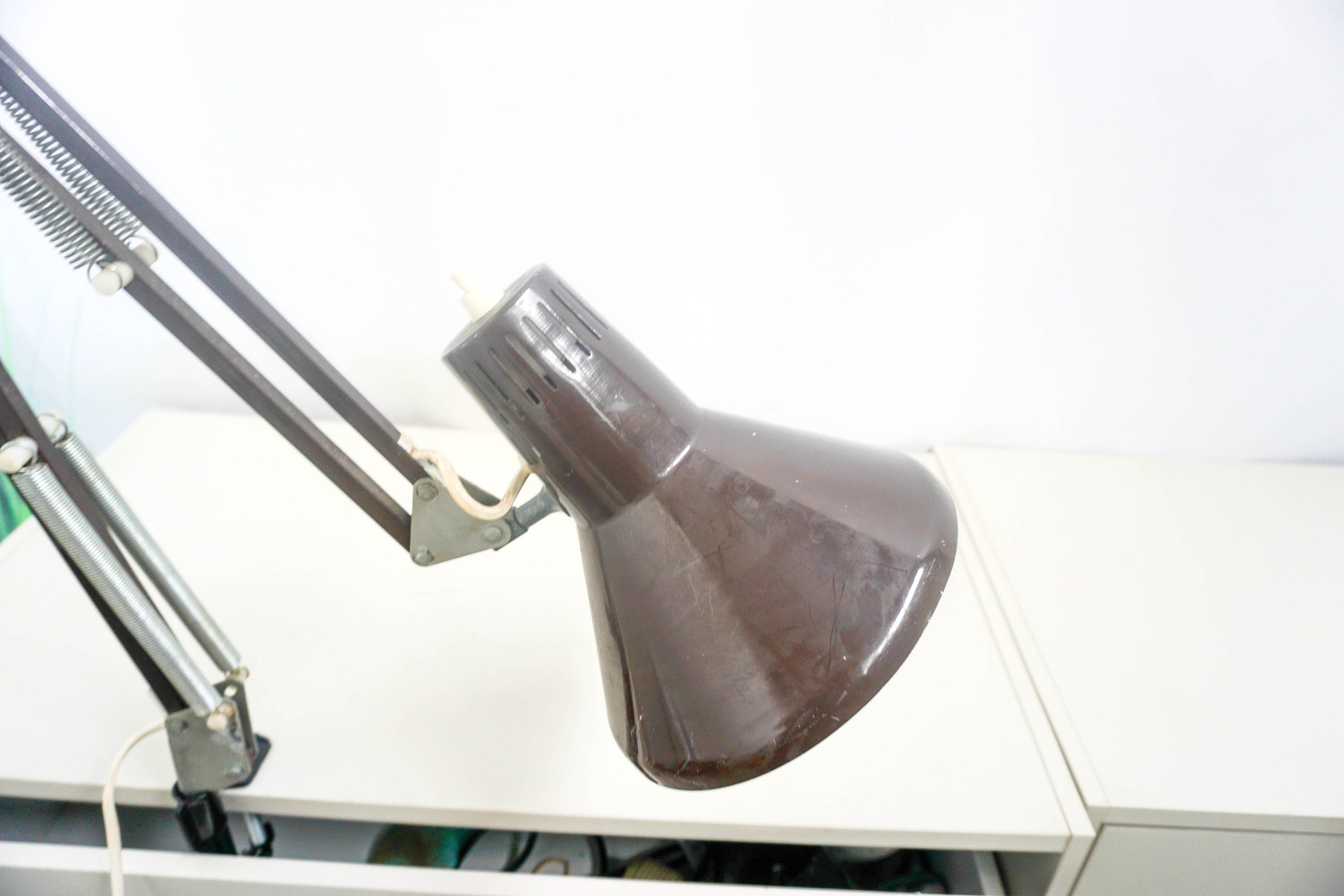 1960s Denmark Mid Century Brown Architect Lamp, Vintage Desk Lamp