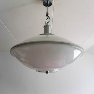 XL Weltor leuchten DDR Germany, 1970s, Space age Design, Vintage Ceiling Lamp, German Design, pendant lamp, chrome white plastic, ufo
