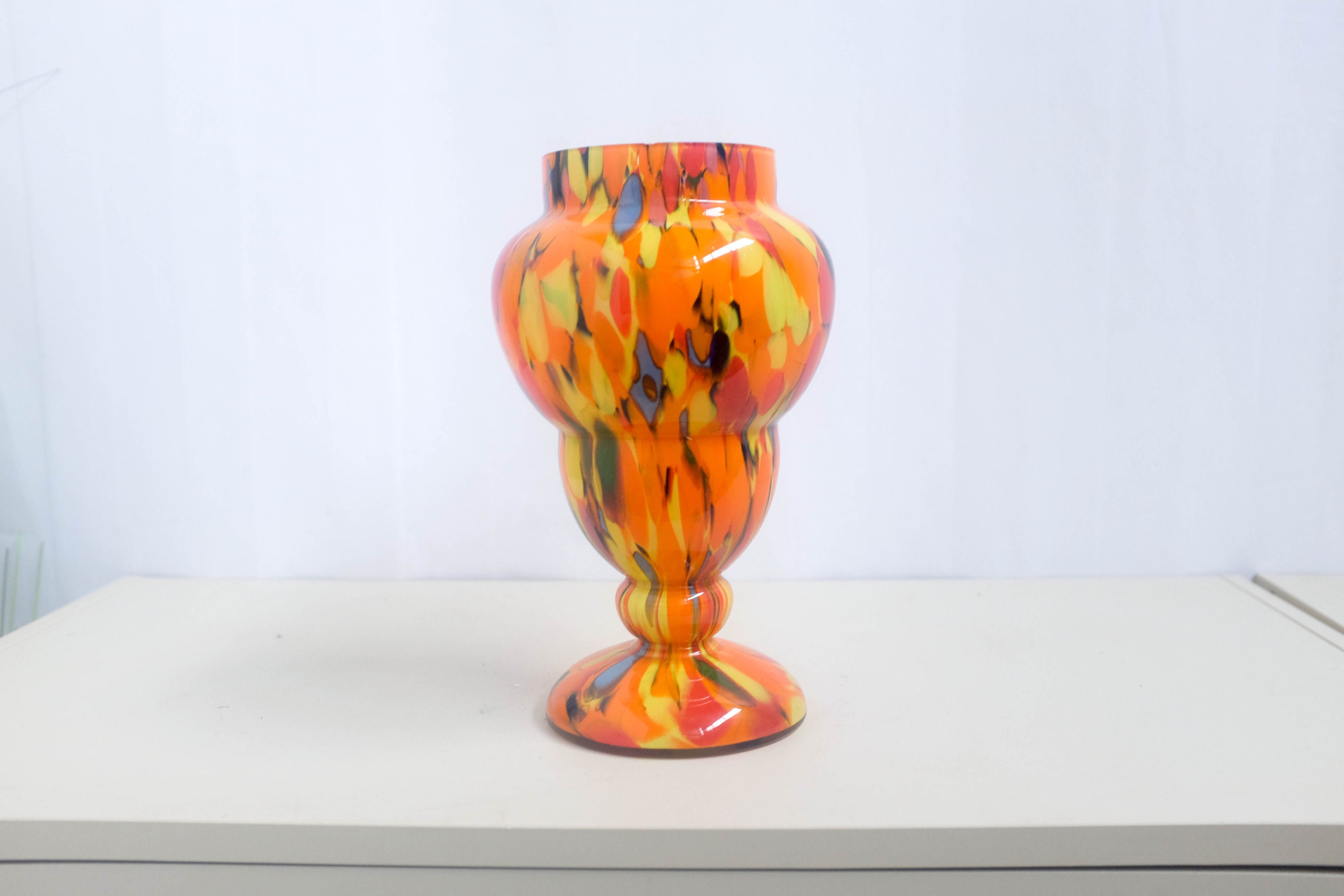 工芸品 1930's Art Deco glass vase Vintage Bohemian Art Deco URANIUM Glass VASE 1930's Signed
