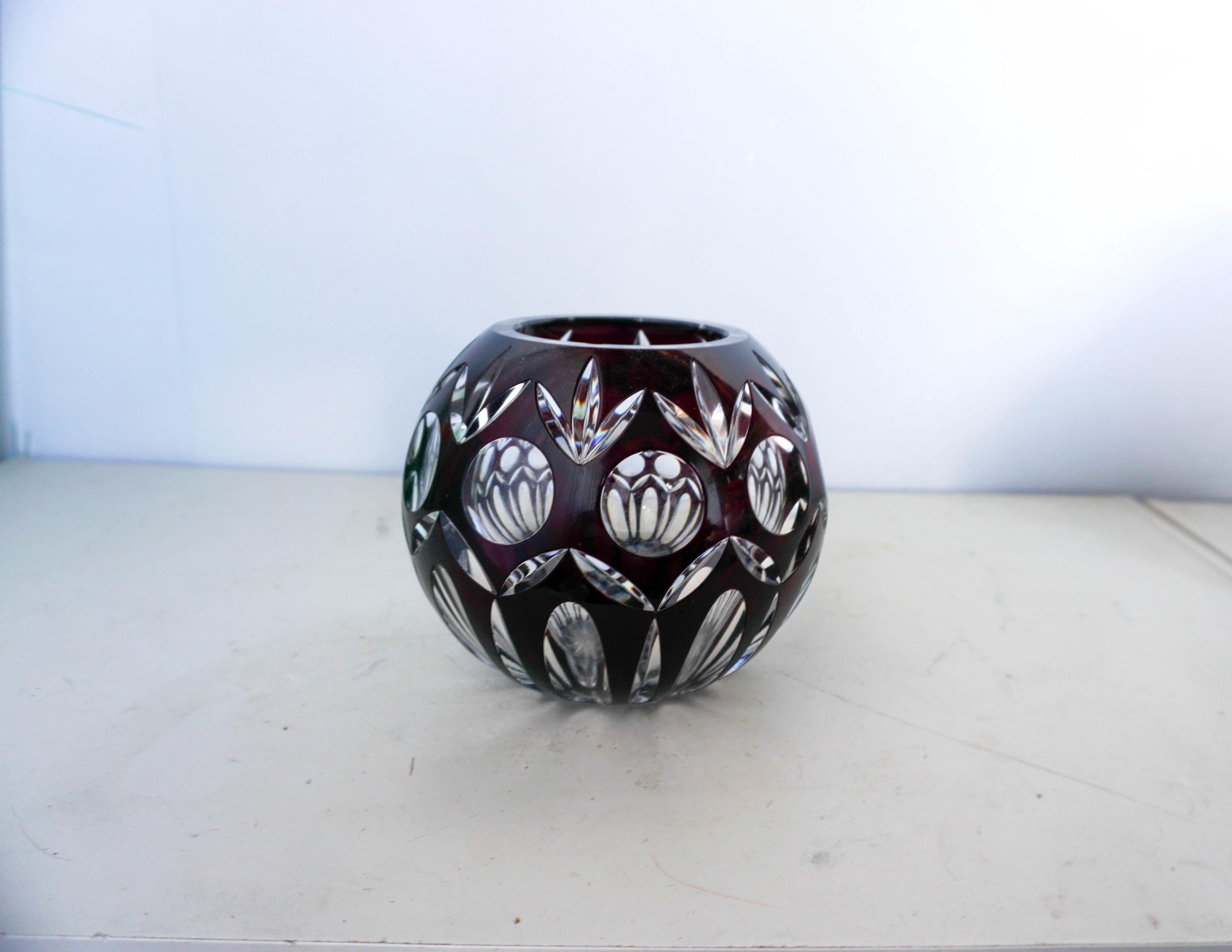 ヴァルサンランベール 花瓶 ヴァル・サン・ランベール、ブルゴーニュレッドカットの透明ボール型