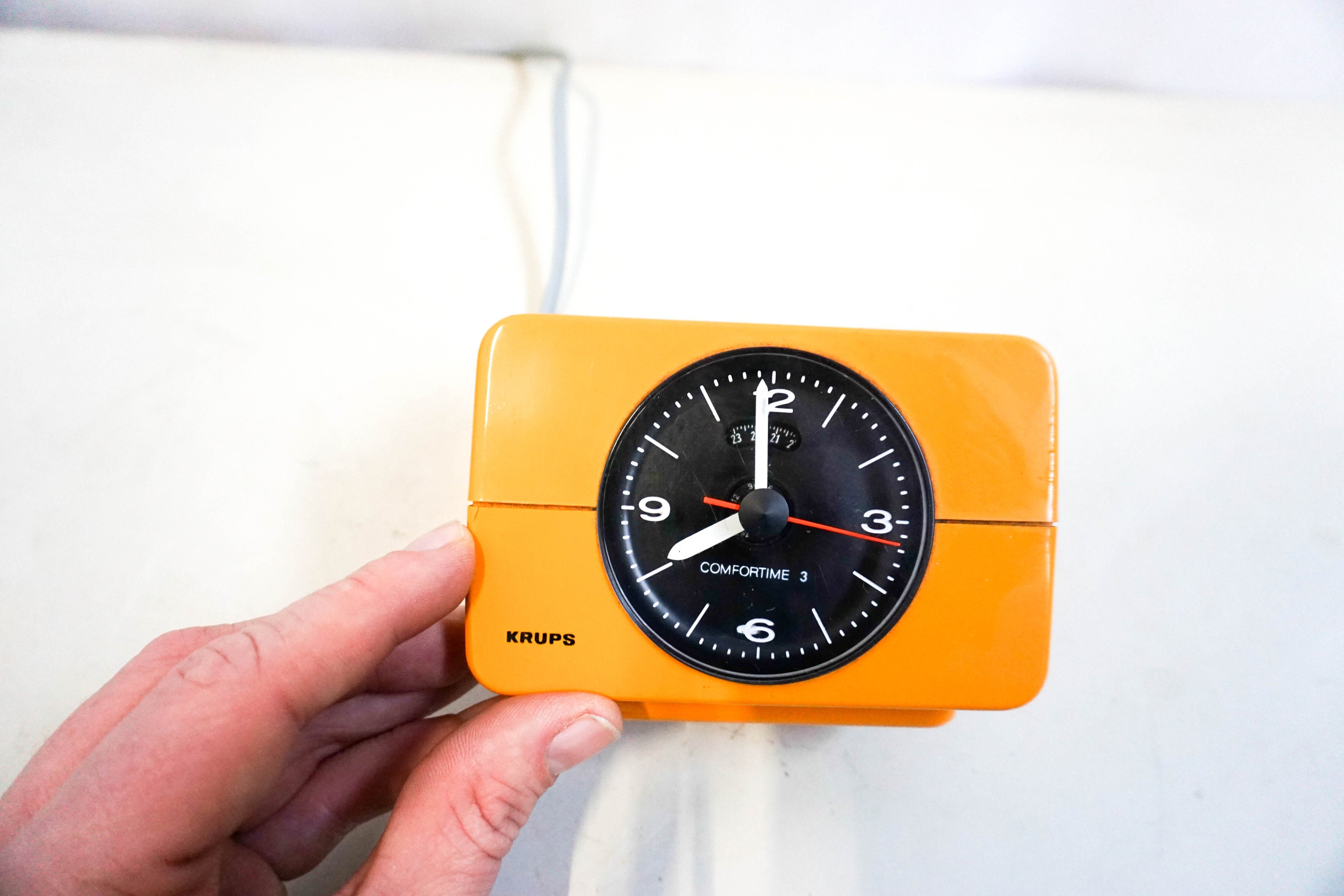 Krups Comfortime 3 Alarm Clock, Ocher Yellow and Black 1970s Clock