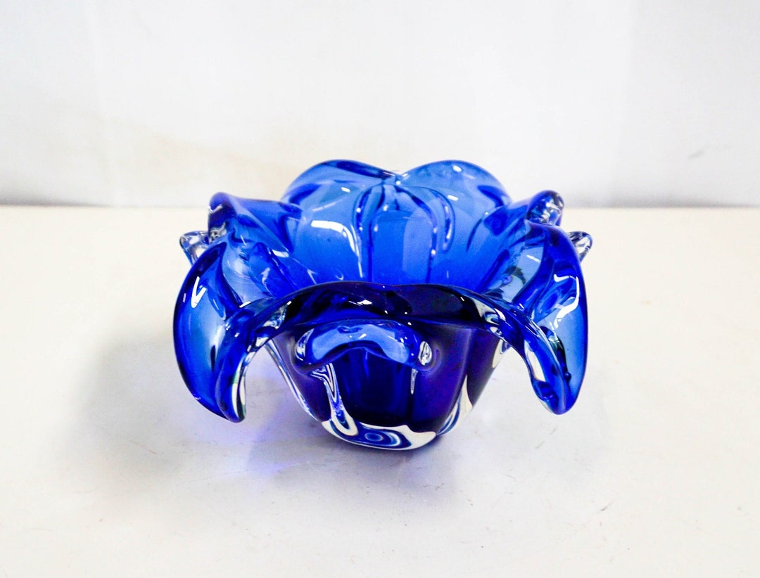 ムラーノ ガラス ボウル、ブルー、ハンドメイド、イタリア、イタリア