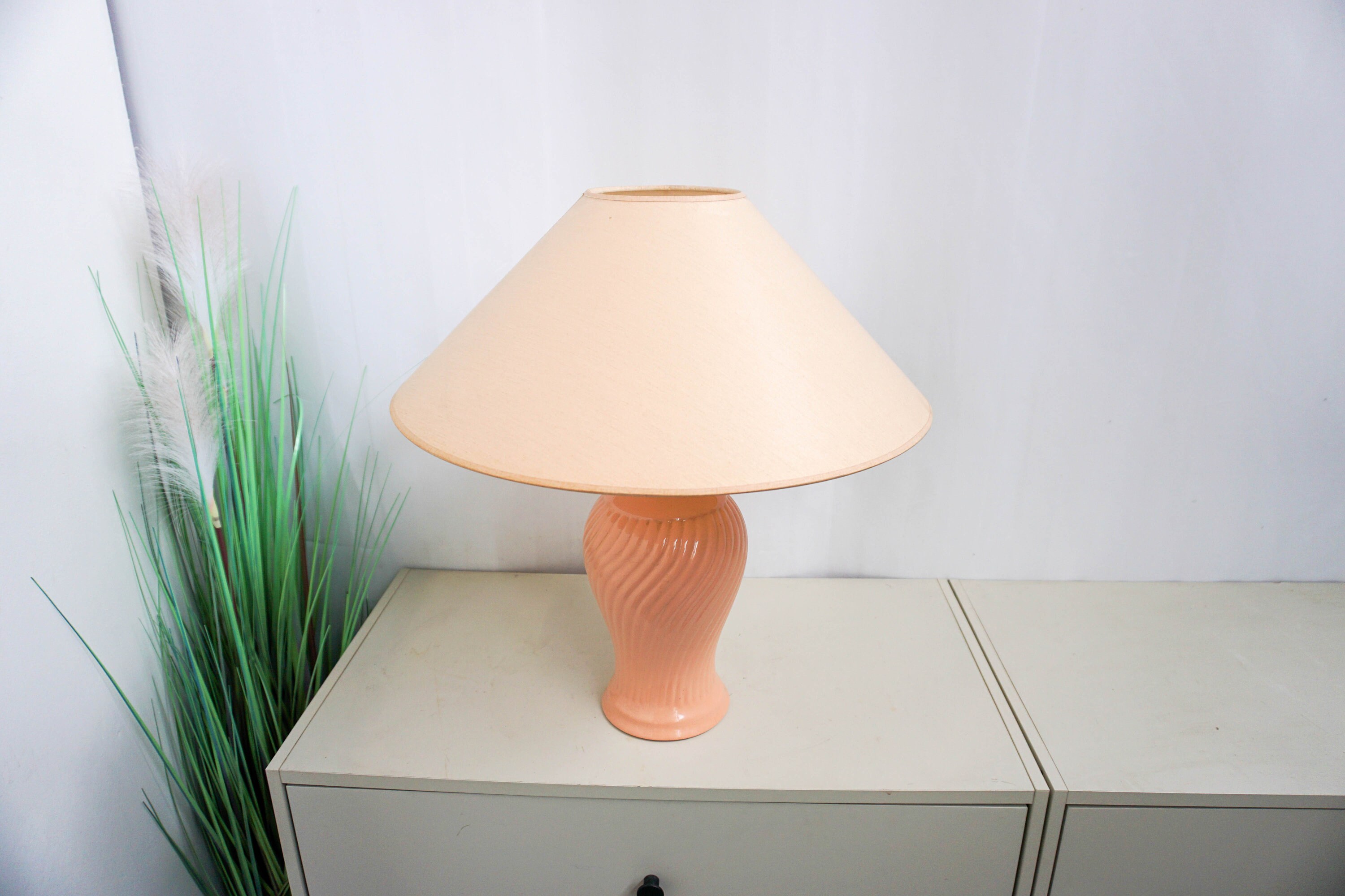 Large Vintage 80s Dutch Ceramic Table Lamp, Mid Century Modern