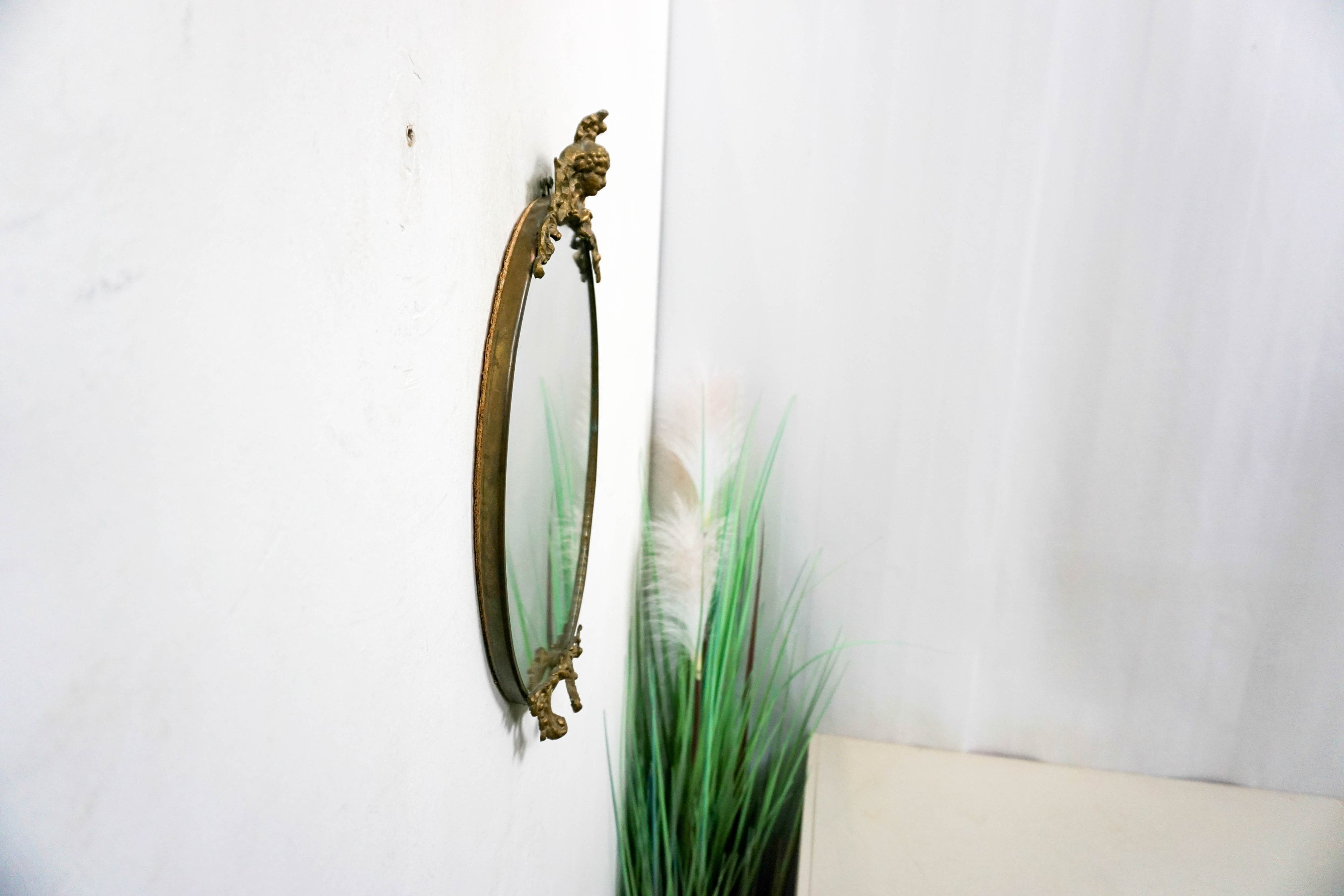 Art Nouveau brass mirror Etsy España