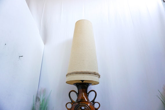 West Germany 70s Ceramic Table Lamp, Mid Century Modern, Ocher
