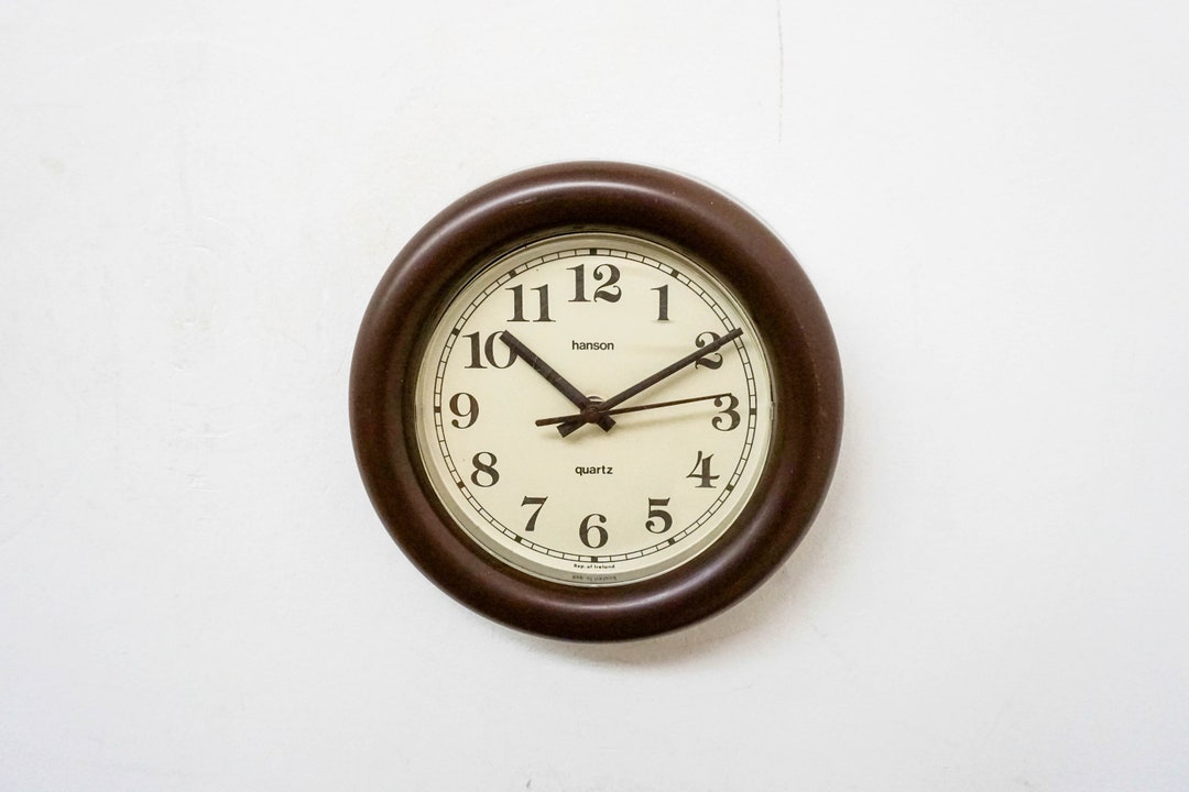 1980s Hanson, Vintage German Clock With a Timer by Quartz in Plastic