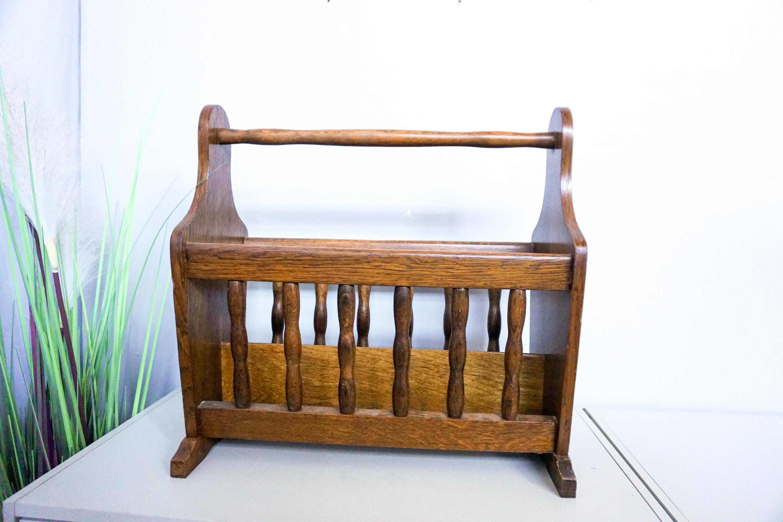 Mid Century Dutch Oak Wood Magazine Rack, Solid Wood - Etsy