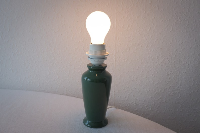 dark green Vintage 80s Small Ceramic Table Lamp,Mid Century Modern