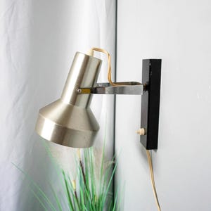 60s Hala Zeist Wall Lamp, Dutch Design, mid century design lamp, Silver Black metal, sconse