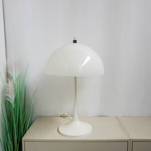 Large Hala Zeist Vintage Mushroom Lamp, Desk Light, Table lamp, white Shade, Dutch design, mid century 1970s zdjęcie 6