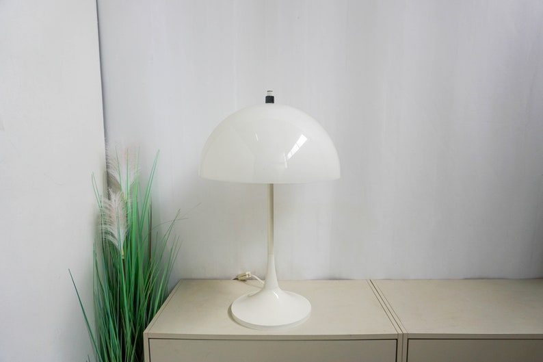 Large Hala Zeist Vintage Mushroom Lamp, Desk Light, Table lamp, white Shade, Dutch design, mid century 1970s zdjęcie 6