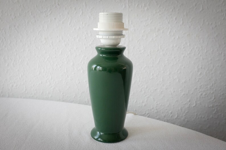 dark green Vintage 80s Small Ceramic Table Lamp,Mid Century Modern