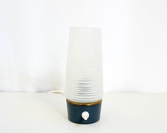 1960s Dutch Design Blue Metal table Lamp, Very Rare Vintage table lamp 60s, table lamp, frosted glass, satin milk glass