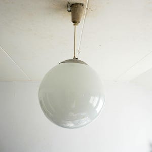 1950s Philips opaline glass pendant light, art deco pendant ceiling lamp, antique hallway light, glass globe pendant light