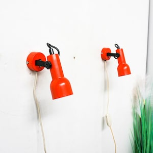 A Set Of 1970s German Mid Century, Wall Mounted Lamps, Wall lamp, orange sconce with shade