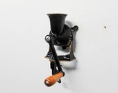 Antique black cast iron coffee grinder, DE, Made In England