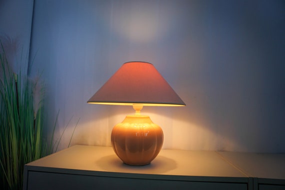 Vintage 80s Dutch Ceramic Table Lamp, Mid Century Modern, Pomelo