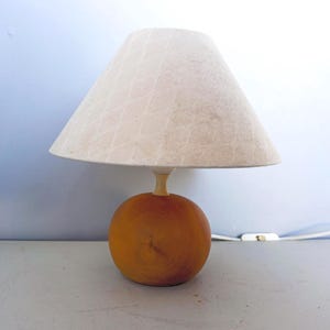 Vintage 80s Oak Table Lamp, Mid Century Modern, Solid Oak Wood