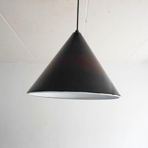 1 of 2 1960s Metal Ceiling Lamp, minimalist design, enamel Brown, Billiard Pendant Lamp, Louis Poulsen