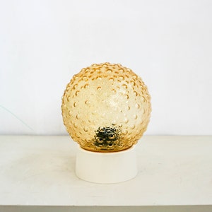Vintage Amber glass ceiling lamp, Mid Century Flush Mount ceiling light, bubble glass