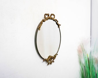 Small Art Nouveau brass mirror