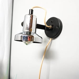 1960s Philips Modernist Spot wall Lamp made in the Netherlands, black, chrome