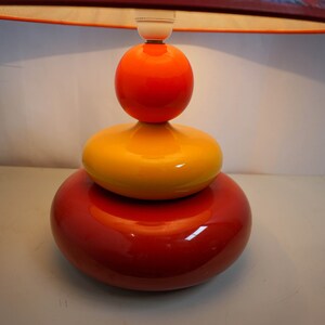 1990s Albret ceramic table lamp, made in France, red, yellow, orange, blue image 10