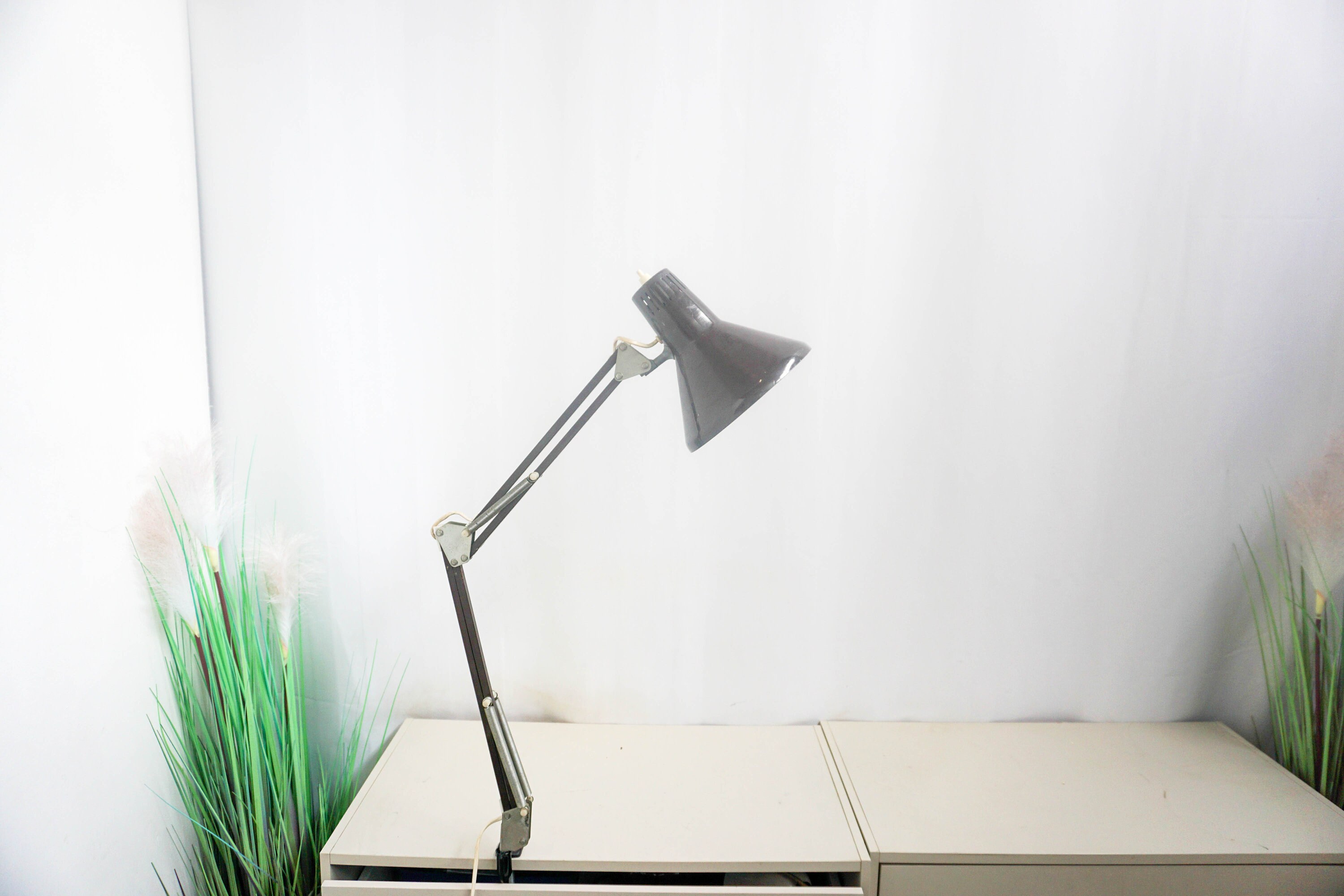 1960s Denmark Mid Century Brown Architect Lamp, Vintage Desk Lamp