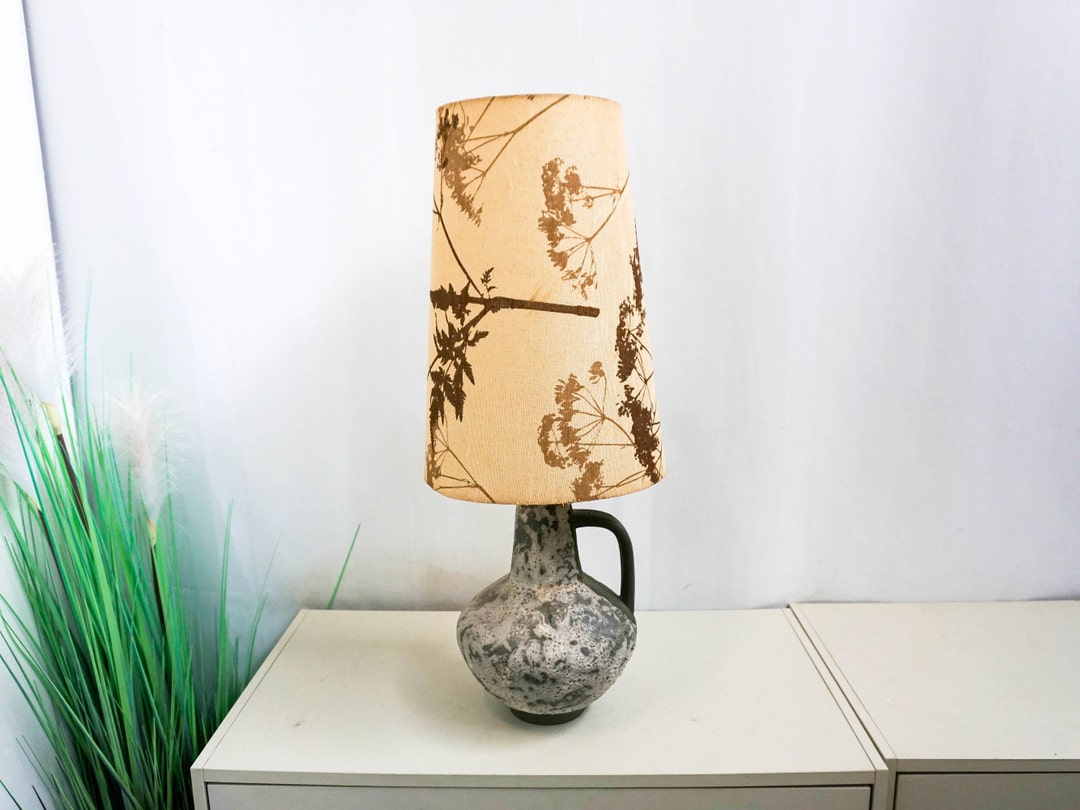 West Germany 70s Ceramic Table Lamp,mid Century Modern, Gray Base