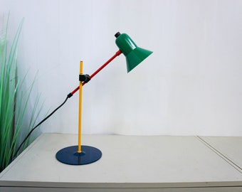 1980s, Veneta Lumi, Postmodern, Adjustable Desk Lamp, Italy, Pop Art Multicoloured, memphis style, Table lamp