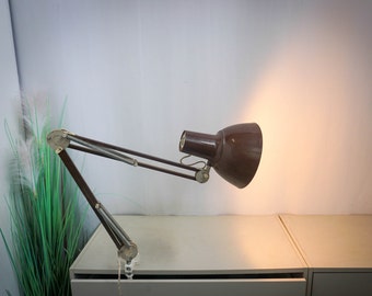 1970s Luxo Sweden Mid century brown plastic Architect Lamp, Vintage Desk Lamp, Adjustable Lamp