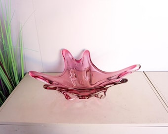 ラージXLヴィンテージレッドムラーノガラス「スプラッシュ」ボウル