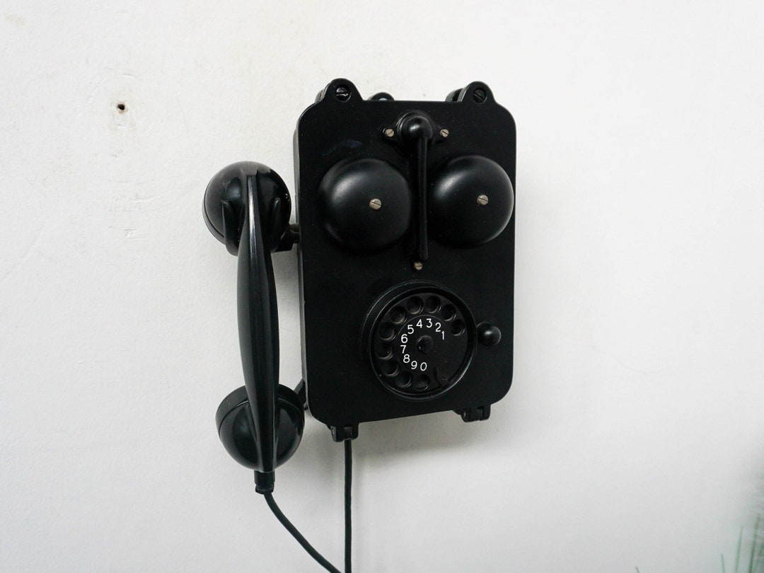 1960s, Vintage Black Dial Phone, Rotary Dial Phone, Black Bakelite