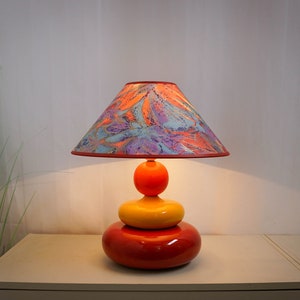 1990s Albret ceramic table lamp, made in France, red, yellow, orange, blue image 5