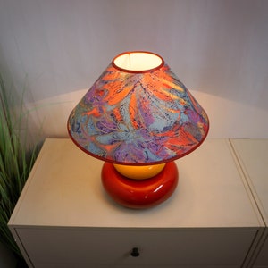 1990s Albret ceramic table lamp, made in France, red, yellow, orange, blue image 6