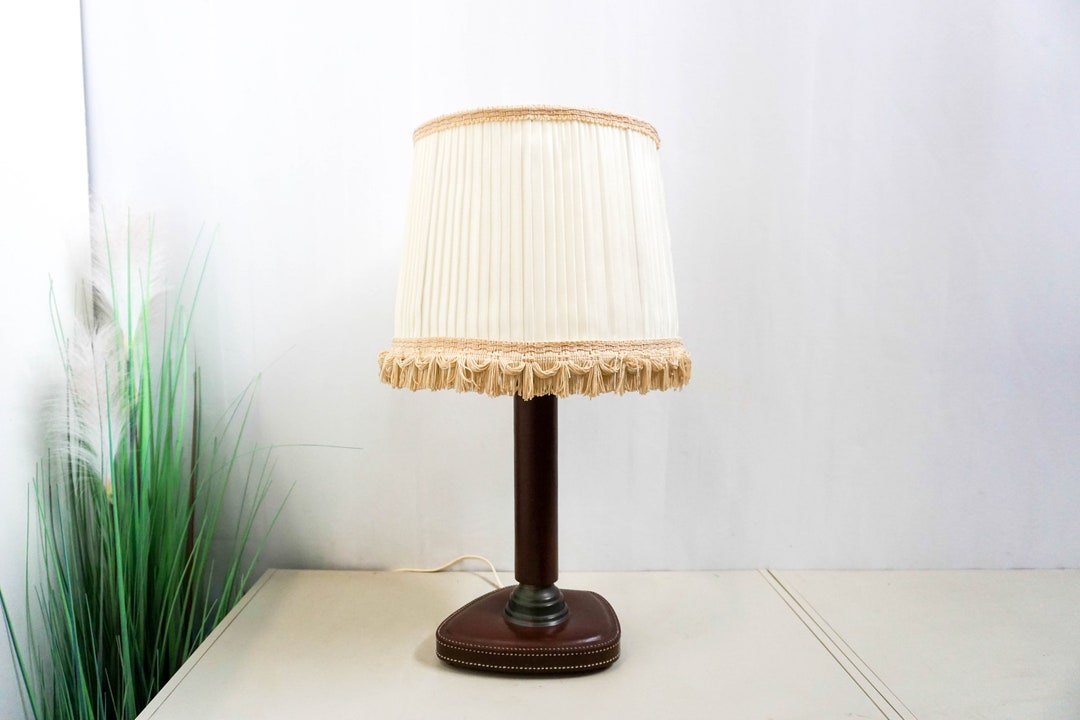 1960s Tamse Zwolle, Leather, Table Lamp, Very Rare Vintage Table Lamp