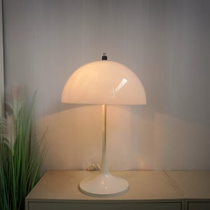 Large Hala Zeist Vintage Mushroom Lamp, Desk Light, Table lamp, white Shade, Dutch design, mid century 1970s zdjęcie 1