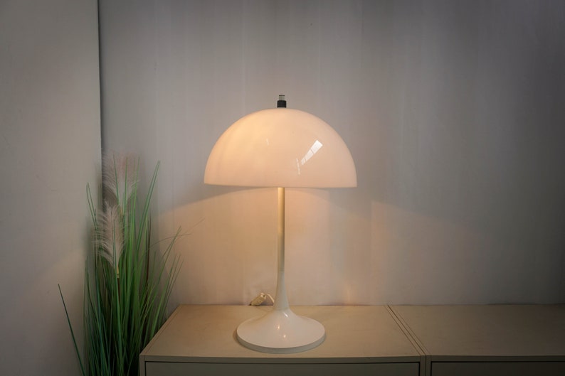 Large Hala Zeist Vintage Mushroom Lamp, Desk Light, Table lamp, white Shade, Dutch design, mid century 1970s zdjęcie 1