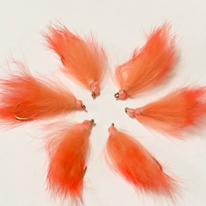 Pinky Shrimp Flesh Flies: Trout/Steelhead Streamer Flies, Size 4 (Qty. 6)