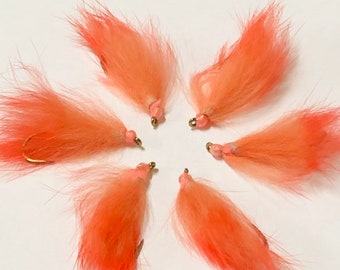 Pinky Shrimp Flesh Flies: Trout/Steelhead Streamer Flies, Size 4 (Qty. 6)