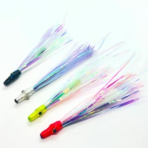 Puget Sound Salmon Trolling Tube Fly: Glow UV, 30# Leader