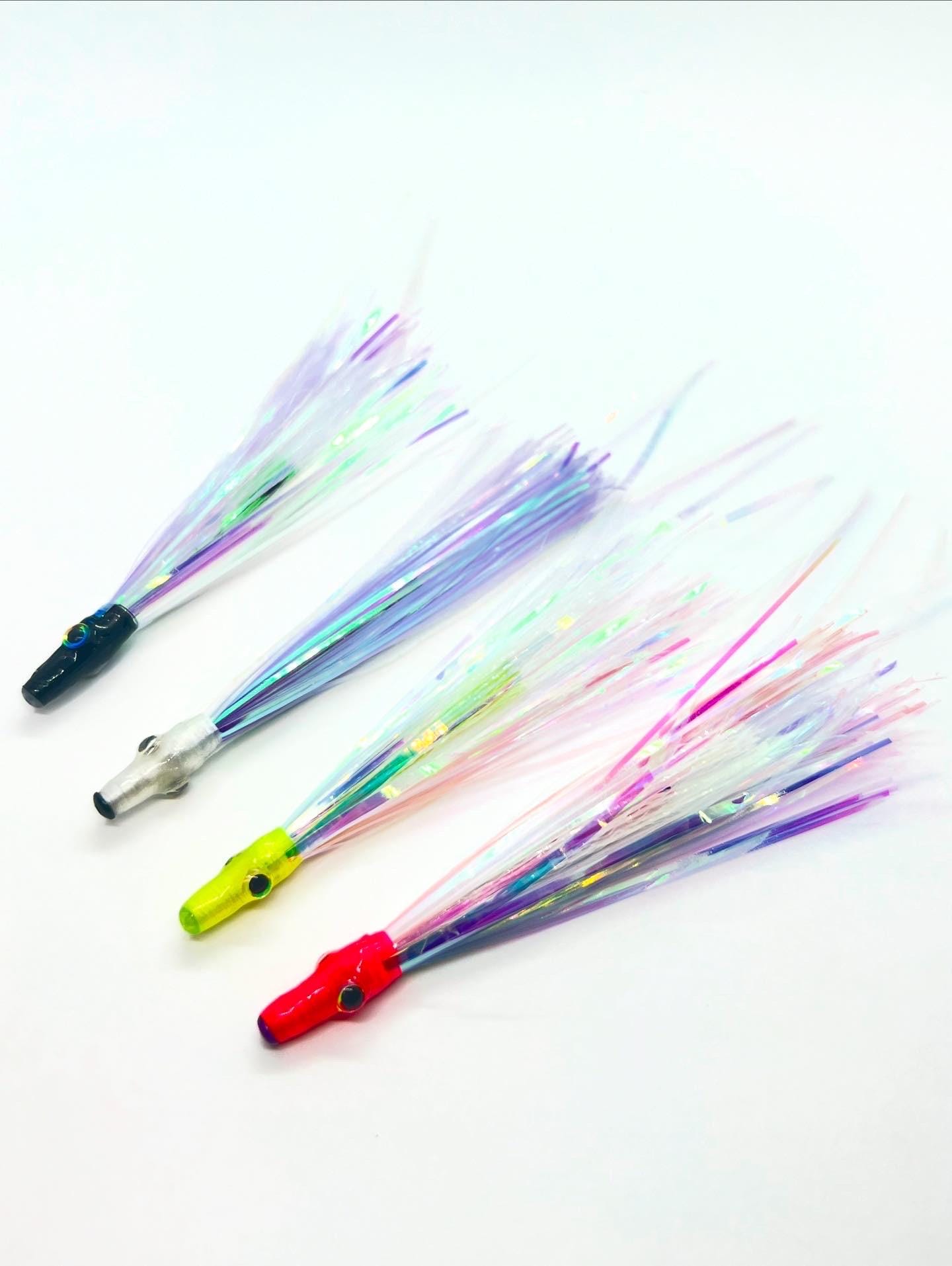 Puget Sound Salmon Trolling Tube Fly: Glow UV, 30# Leader