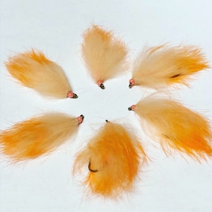 Peachy Orange Flesh Flies: Size 4 Trout/Steelhead Streamer Flies (Qty. 6)