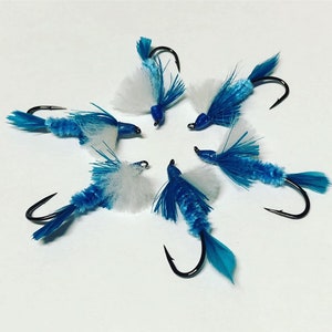 Polar shrimp Salmon flies UV blue & white Qty.6 Size 2