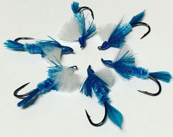 Polar shrimp Salmon flies UV blue & white Qty.6 Size 2