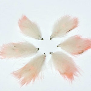 Creamy Pink Flesh Flies: Trout/Steelhead Streamer Flies, Size 4 (Qty. 6)