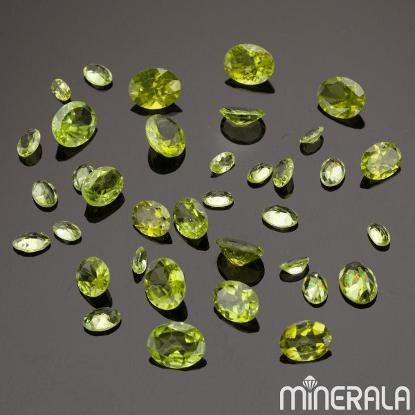 Natural Green Peridot Gemstones Loose Oval Shape Faceted Cut Various Sizes WP000B5