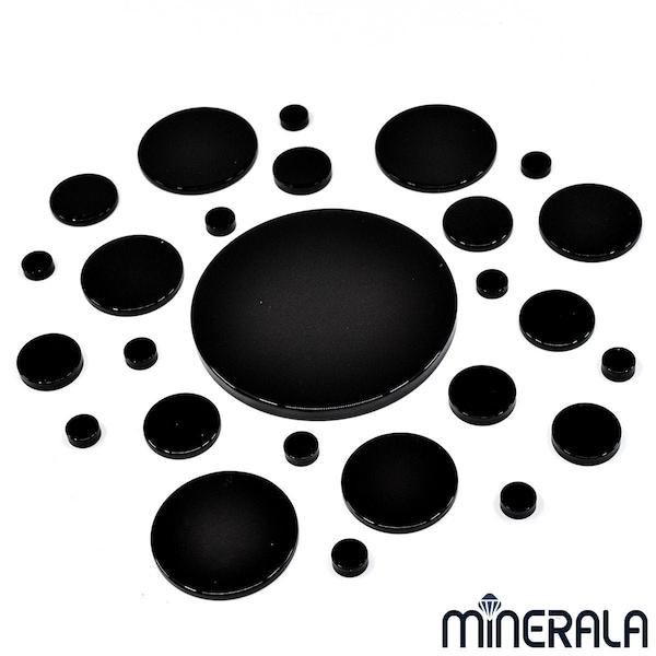 Natural Black Onyx Round Coin Discs Flat Top Loose Gemstone For Inlay Various Sizes Wholesale Lot WP0021F