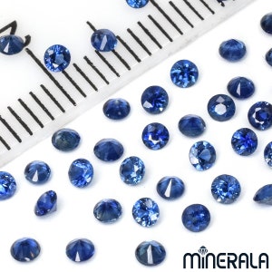 Natural Blue Sapphire Loose Gemstone Round Shape Faceted 0.9mm - 4mm Wholesale Lot WP00273