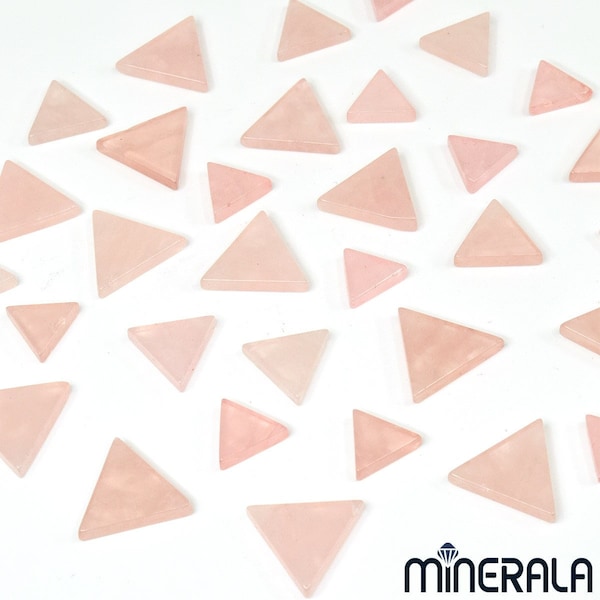 Natural Light Pink Rose Quartz Triangle Shape Flat Top Loose Gemstone For Inlay Various Sizes Wholesale Lot WP0021A